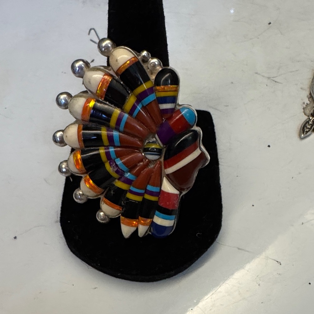 Handcrafted Multicolor Inlay Chief with headdress Ring - Women Jewelry